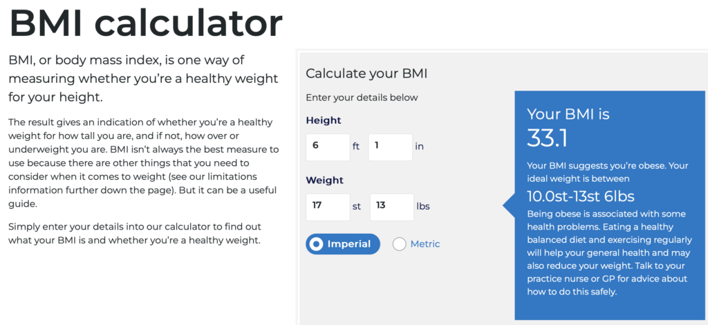 Starting weight and BMI