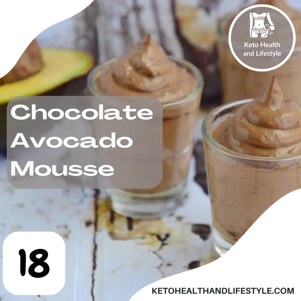 Keto Health and Lifestyle: Creamy chocolate avocado mousse in small glass cups.