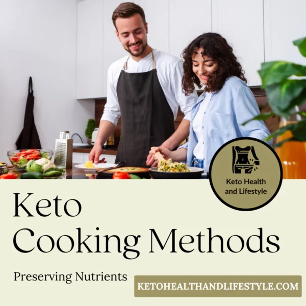 Keto Health and Lifestyle: Mastering keto cooking methods with fresh vegetables preserving nutrients.