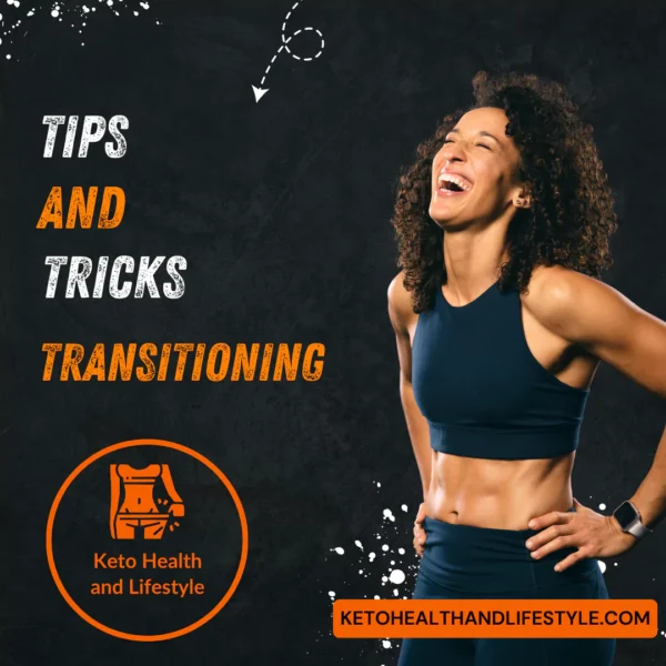 Fit woman smiling confidently against a black textured background with tips and tricks for transitioning to keto and carnivore diets. Keto Health and Lifestyle