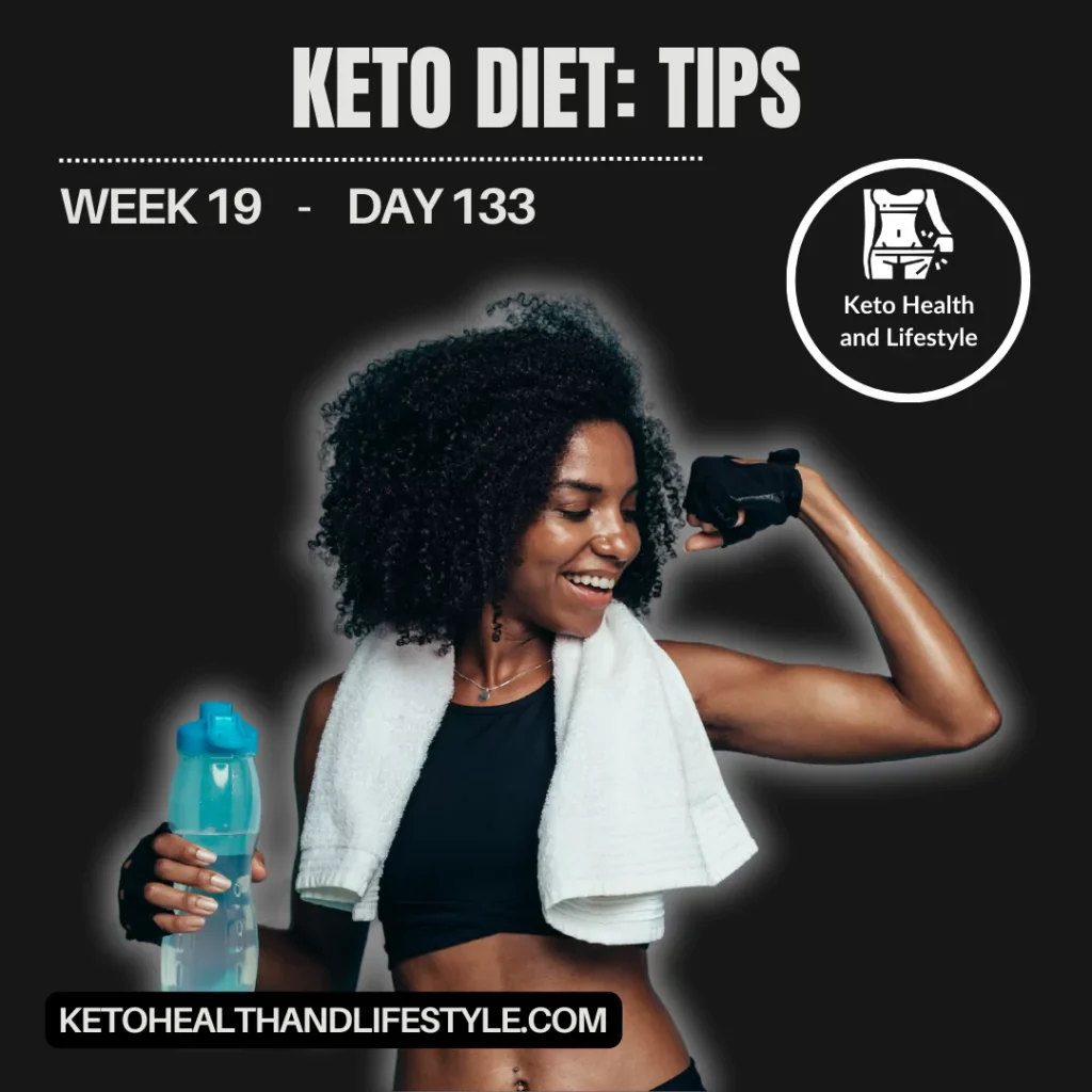 Enthusiastic woman on week 19 of keto diet enjoying fitness success tips. Keto Health and Lifestyle.