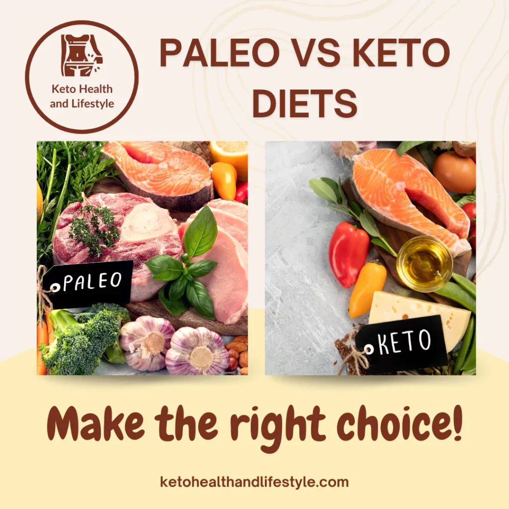 Paleo and Keto: contrasting healthy diet options.