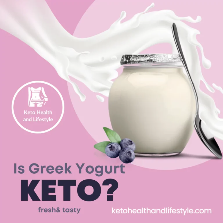 a jar of yogurt with a spoon and milk splash with the title is greek yogurt keto