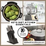 a collage of keto diet kitchen essentials