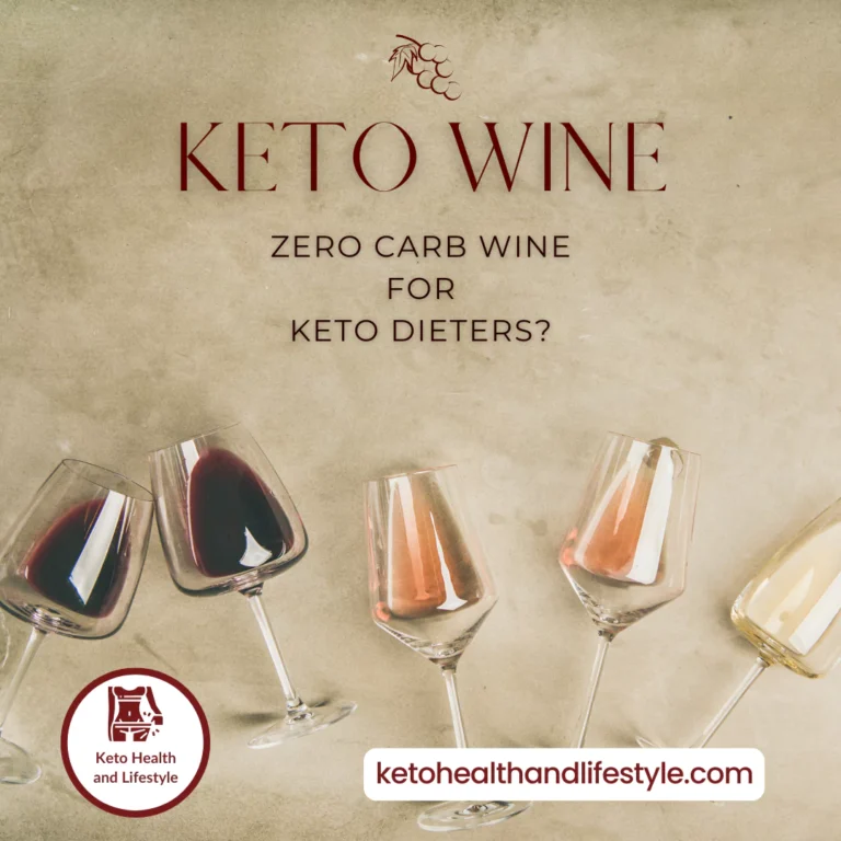Wine glasses with various Keto wine paired with text highlighting zero-carb options for keto.